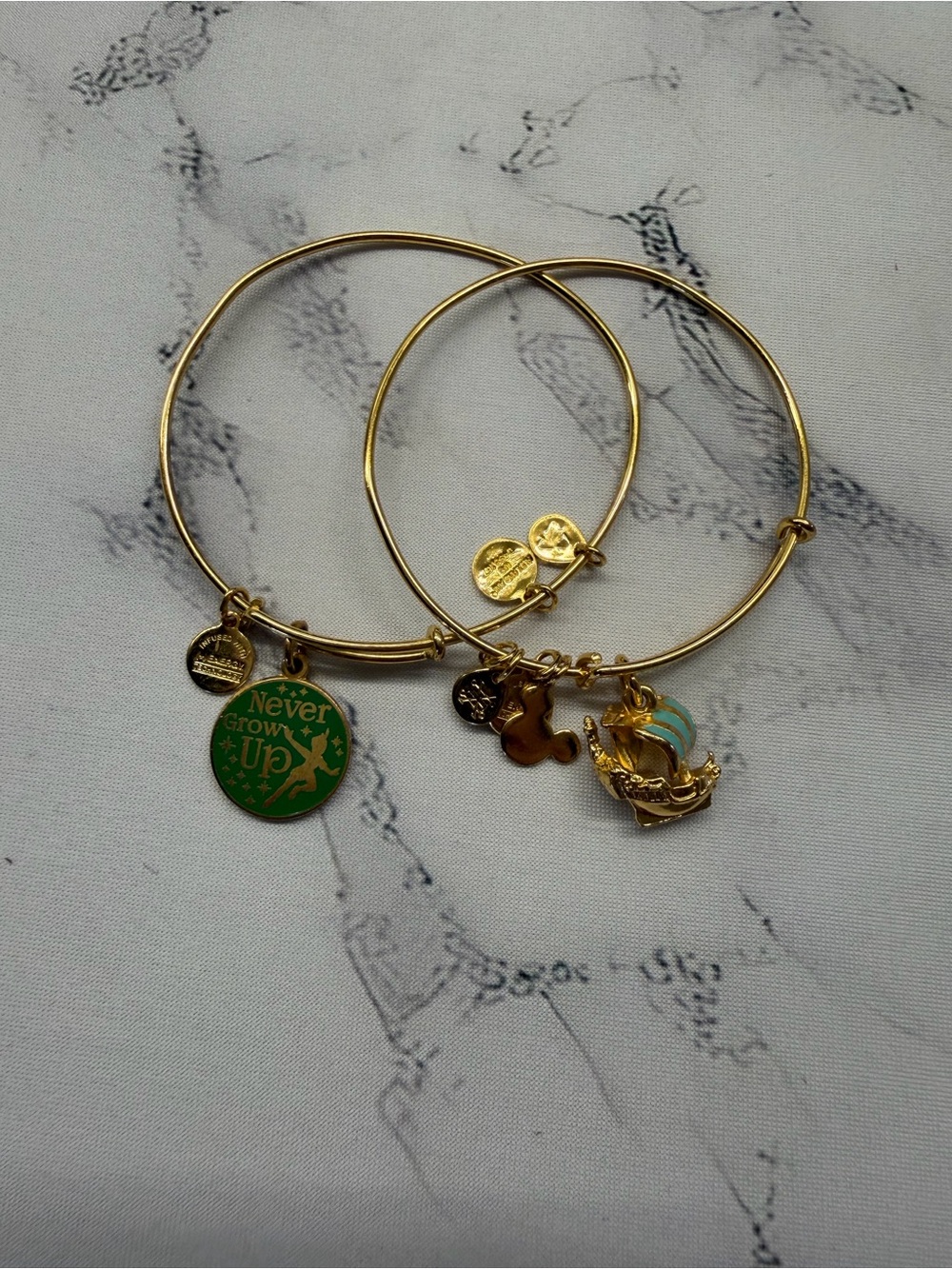 Alex and Ani Peter Pan Charm Bangle Set with 'Never Grow Up' & Pirate Ship Charm